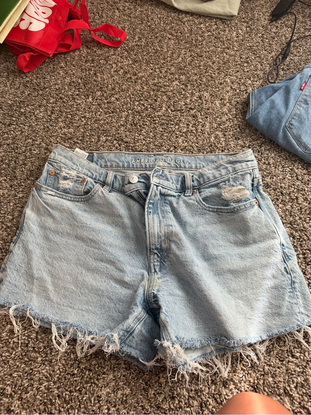 American Eagle Outfitters Light Wash Distressed Denim Shorts